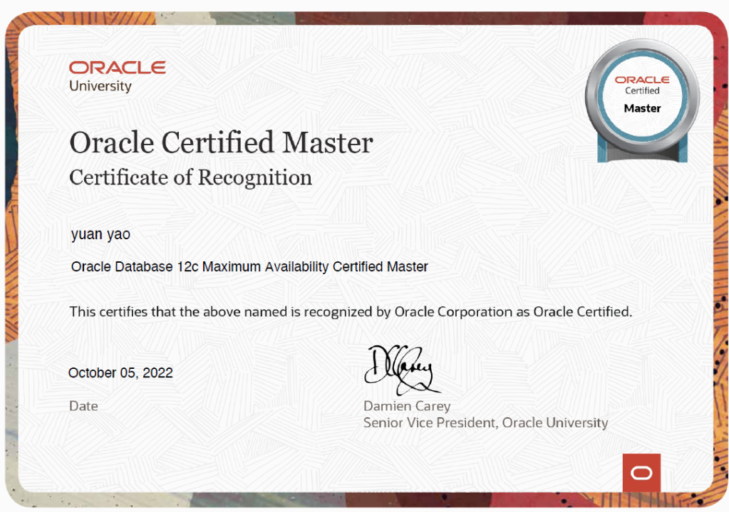 Oracle Certification Example The Highest Oracle Certification is not OCP nor OCM, but is … – Yuan ...