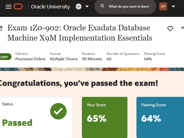 Scraped Through the Oracle Exadata X9M Implementation Specialist Exam&nbsp;(1Z0-902)